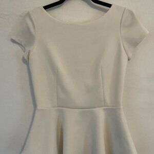 Bisou Bisou White Peplum Cap Sleave, Womens XS